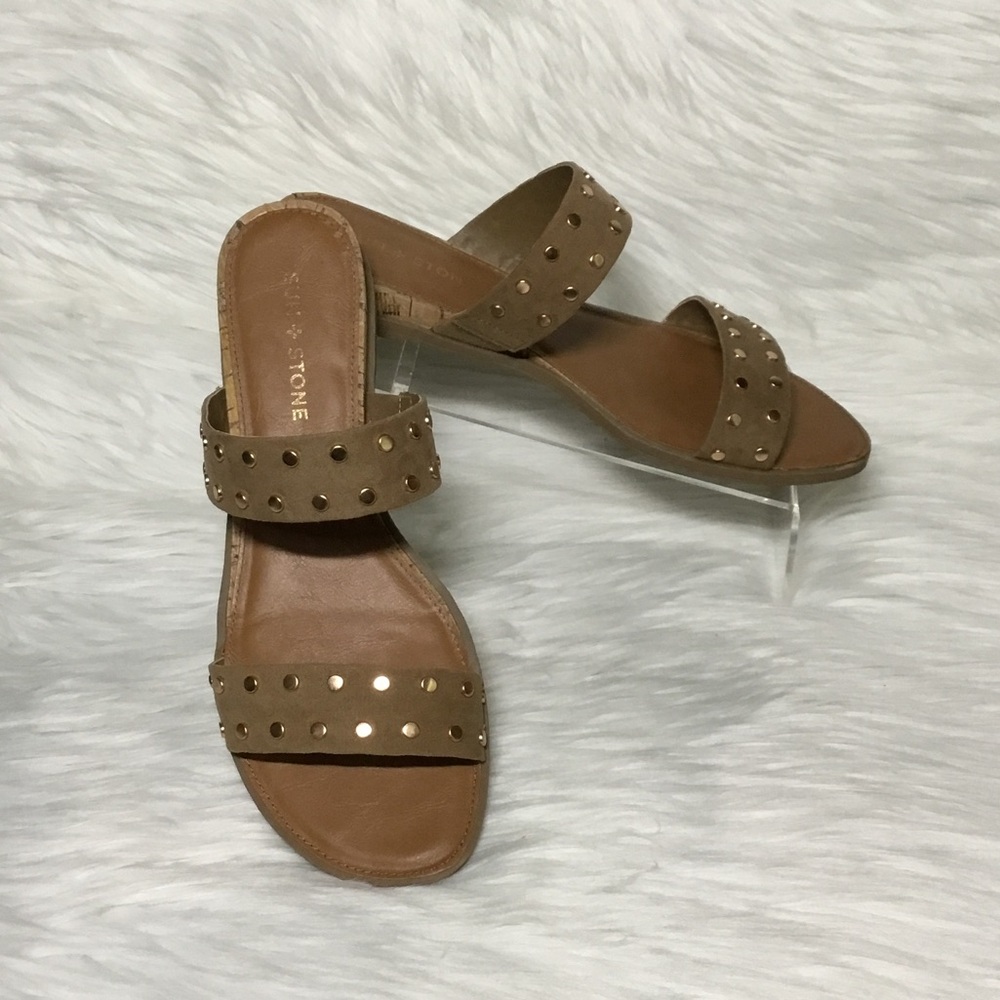 Sun + Stone Easten Studded Slide Sandals, Tan, 9M